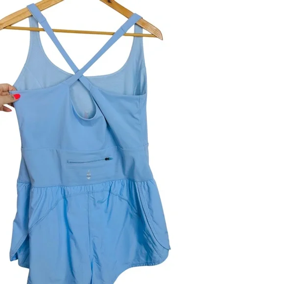 Free People Movement Righteous Runsie Pull On Athleisue Gym Workout Romper Blue - Picture 8 of 16